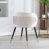 Off-White Velvet lounge chair; black metal feet; unique back design; suitable for office; living room; bedroom