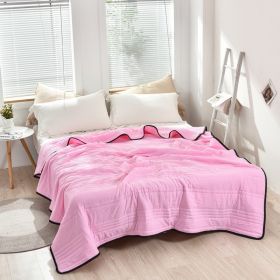 Pure Color Washed Air Conditioner Summer Cooling Thin Single Double Washable Quilt (Option: Pink-100x150cm)