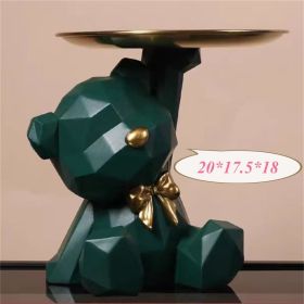 Geometric Cut Bear Tray Decoration Resin Crafts (Option: Green-200x175x180mm)