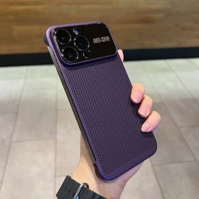 Phone Case Large Window Heat Dissipation Net Frameless (Option: Dark Purple-IPhone14ProMax)