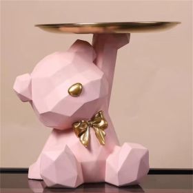 Geometric Cut Bear Tray Decoration Resin Crafts (Option: Pink-200x175x180mm)