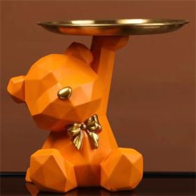 Geometric Cut Bear Tray Decoration Resin Crafts (Option: Orange-200x175x180mm)