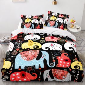 Elephant Series Three-piece Quilt Cover (Option: Style 4-173x218cm)