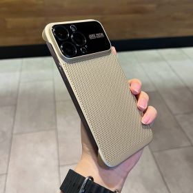 Phone Case Large Window Heat Dissipation Net Frameless (Option: Gold-IPhone14Pro)